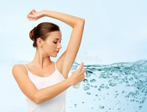 صفحه اصلی 117 woman antiperspirant deodorant over blue hygiene bodycare people concept beautiful young applying spray background 97526218